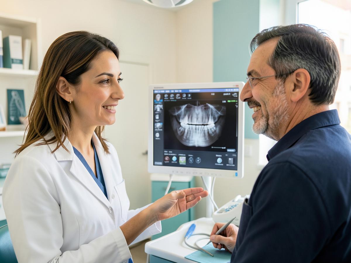 Dentist during a personalised consultation with a patient